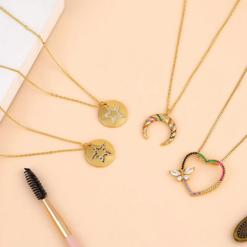 Wholesale Trendy Women Fashion Korean Colorful Heart Shaped 18K Gold Plated Long Chain Moon Jewelry Pendant Necklace
Wholesale Trendy Women Fashion Korean Colorful Heart Shaped 18K Gold Plated Long Chain Moon Jewelry Pendant Necklace