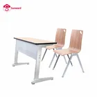 School High Quality Study Desk Chairs For Students Steel Aluminum Frame School Table Wooden Furniture