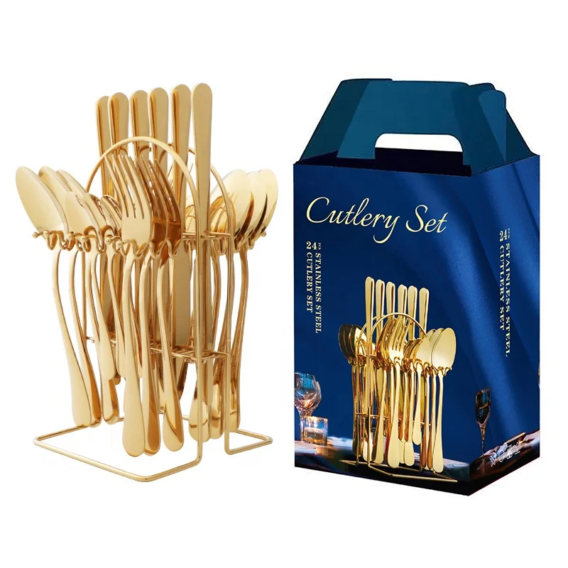 Hot Sale Luxury Gift Box Stainless Steel Cutlery Set 24 Pieces Set With Holder Handbag Set, Rose gold
Hot Sale Luxury Gift Box Stainless Steel Cutlery Set 24 Pieces Set With Holder Handbag Set, Rose gold