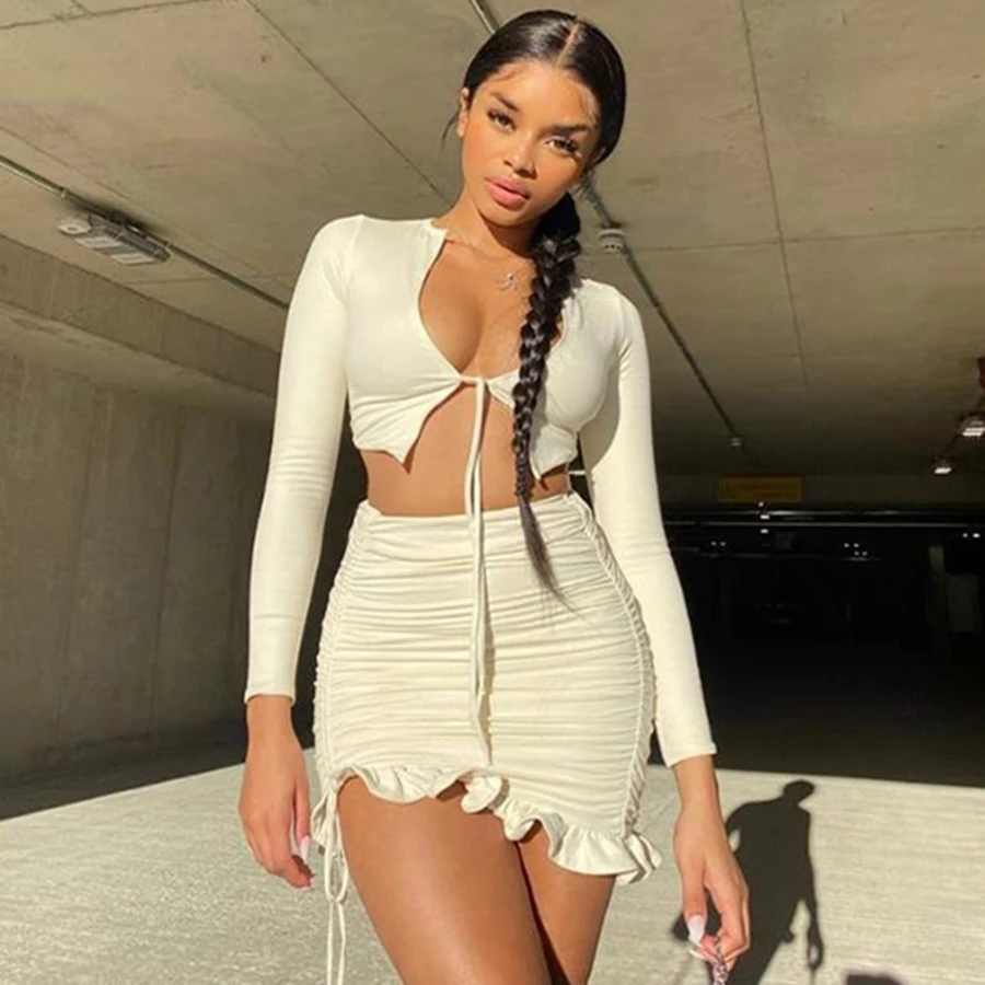 Nibber S1737930 Bandage Crop Tops Ruffles Short Skirt Set 2021 Casual Plain 2 Piece Set Women, Picture
Nibber S1737930 Bandage Crop Tops Ruffles Short Skirt Set 2021 Casual Plain 2 Piece Set Women, Picture
