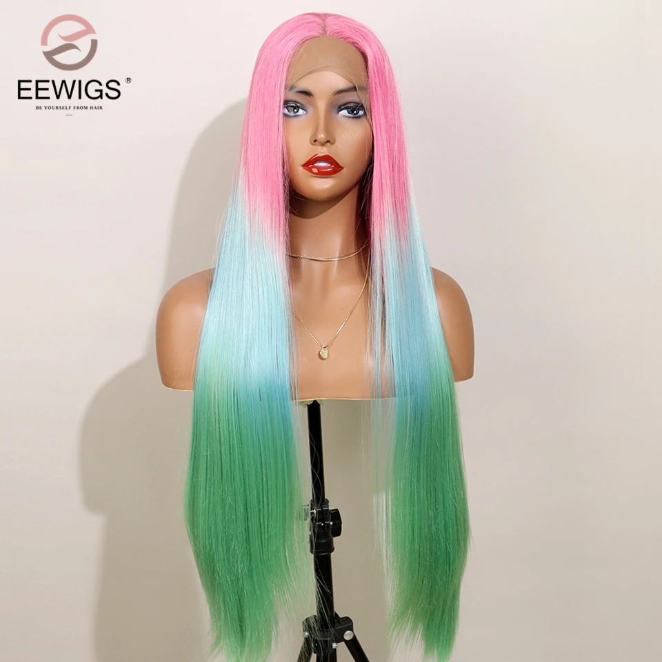 Pink Ombre Green Synthetic Lace Wig With Natural Hairline Glueless Heat Resistant Hair Halloween Colorful Lace Wig For Women
Pink Ombre Green Synthetic Lace Wig With Natural Hairline Glueless Heat Resistant Hair Halloween Colorful Lace Wig For Women