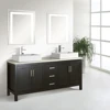 72 Inch Solid Oak Wood Dual Sink Bathroom Vanity with LED Mirror