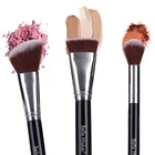 Wholesales professional makeup brushes 2019 3 pcs black wooden handle nylon hair brush sets makeup for ladies