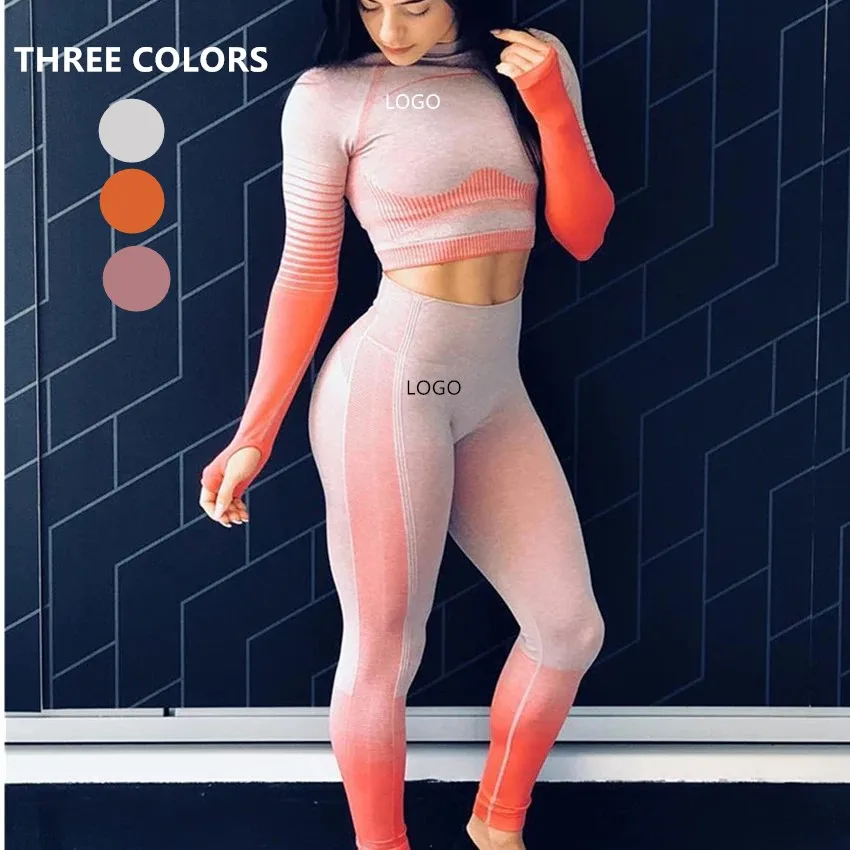 Ombre Seamless Sport Suit Women Long Sleeve Crop Tops+High Waist Tummy Control Leggings 2PCS Gym Fitness Yoga Set
Ombre Seamless Sport Suit Women Long Sleeve Crop Tops+High Waist Tummy Control Leggings 2PCS Gym Fitness Yoga Set