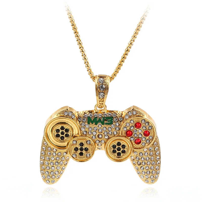 European Hip Hops Iced Out Crystal Game Controller Handle Necklace Cubic Zirconia Game Controller Handle Pendant Necklace
European Hip Hops Iced Out Crystal Game Controller Handle Necklace Cubic Zirconia Game Controller Handle Pendant Necklace