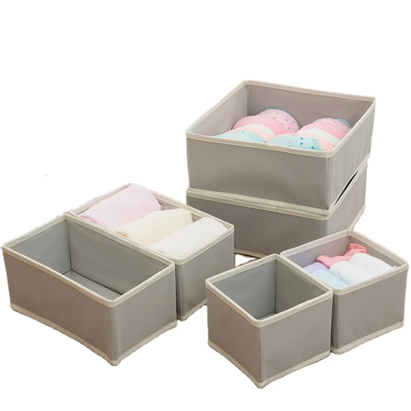 6-piece non-woven underwear storage box desktop drawer organizer storage box, Grey
6-piece non-woven underwear storage box desktop drawer organizer storage box, Grey