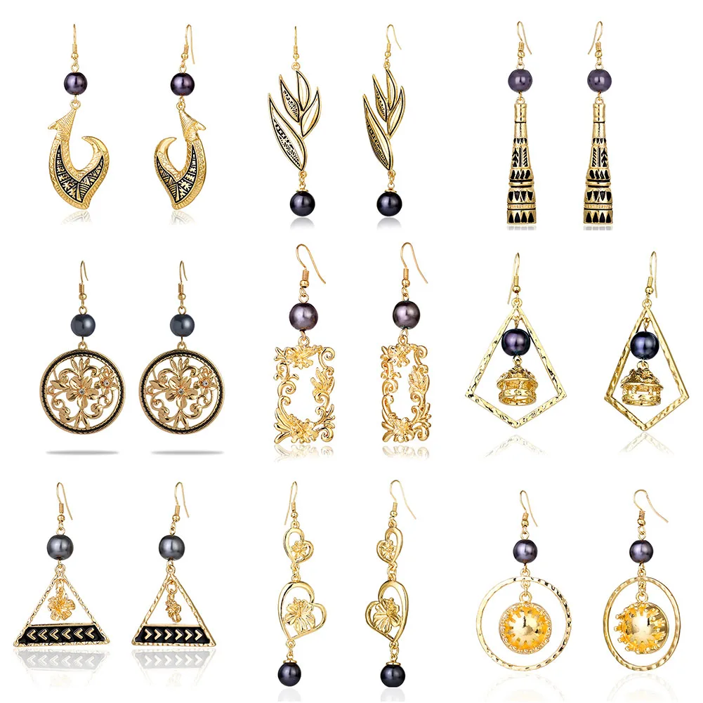 SophiaXuan Fashion Gold Plated Long Earrings Grey Pearl Flower Pendant Hawaiian Jewelry Earrings, Picture shows
SophiaXuan Fashion Gold Plated Long Earrings Grey Pearl Flower Pendant Hawaiian Jewelry Earrings, Picture shows