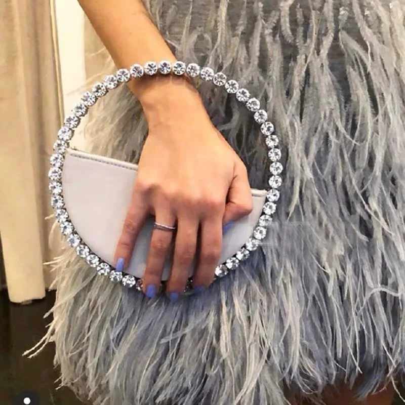 Women Round Handle Rhinestone Dinner Clutch Purse Ladies Half Moon Handbag Purse Women INS Diamond Circular Evening Bag, Multi colors
Women Round Handle Rhinestone Dinner Clutch Purse Ladies Half Moon Handbag Purse Women INS Diamond Circular Evening Bag, Multi colors