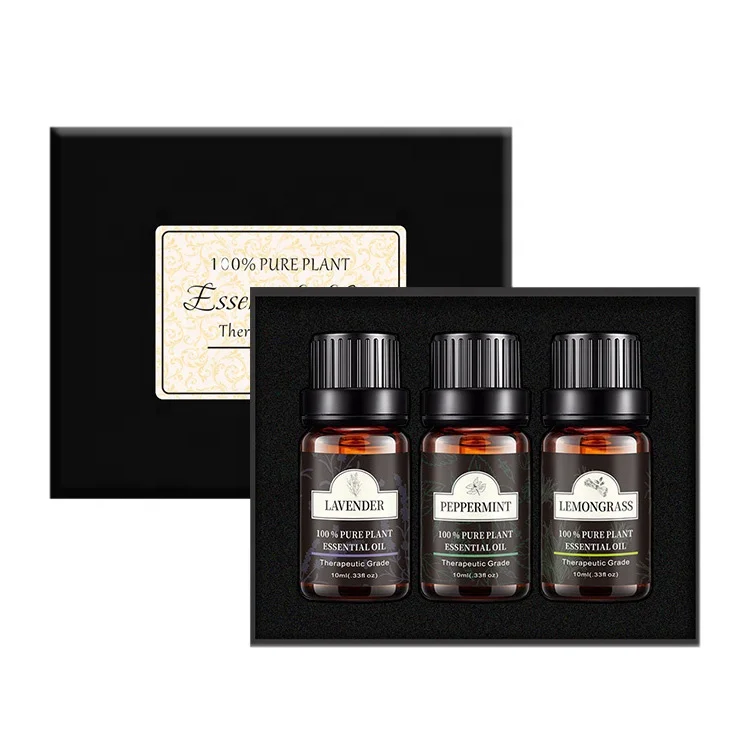

10ml 100% Pure Plant Extract Lemongrass Peppermint Lavender Essential Oil Gift Set Aroma Diffuser Essential Oil