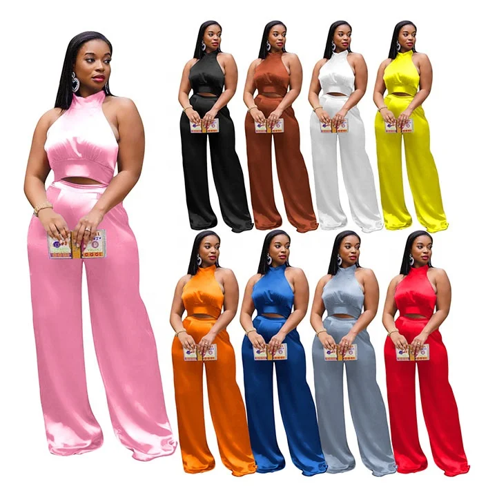 DLL-NK254 Hot selling solid elegant lady's wide leg outfit halter top 2 piece casual sexy two piece sets women
DLL-NK254 Hot selling solid elegant lady's wide leg outfit halter top 2 piece casual sexy two piece sets women