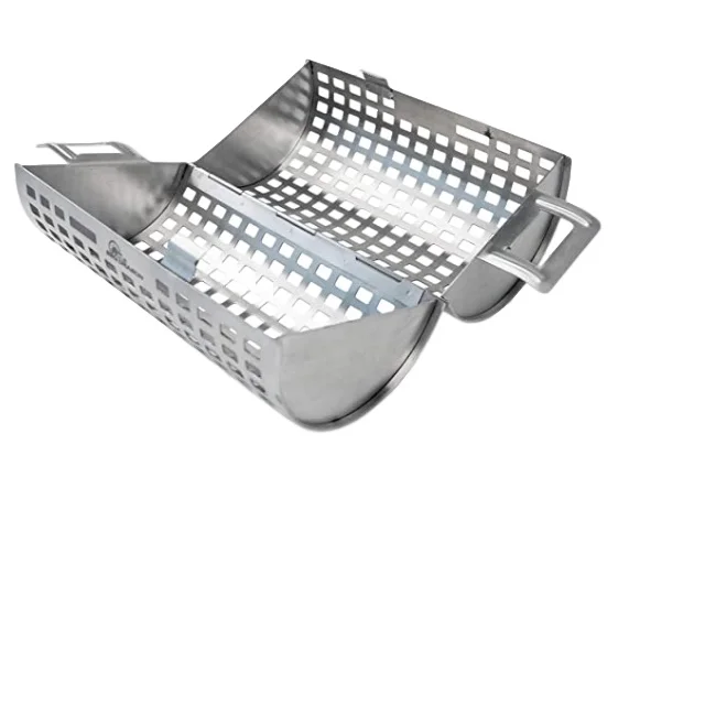 BBQ Grill Rolling Basket Stainless Steel BBQ Basket, Silver gray 
BBQ Grill Rolling Basket Stainless Steel BBQ Basket, Silver gray