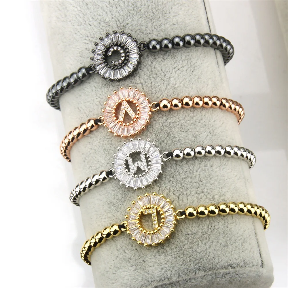 26 English Alphabet Woven Bracelet Round Beaded Copper Bracelet Student Couple Bracelet, Silver,gold
26 English Alphabet Woven Bracelet Round Beaded Copper Bracelet Student Couple Bracelet, Silver,gold