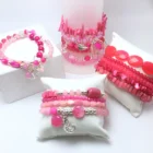 Fuchsia sets color combination silver jewelry Eiffel tower crystal agate of wrist bracelet