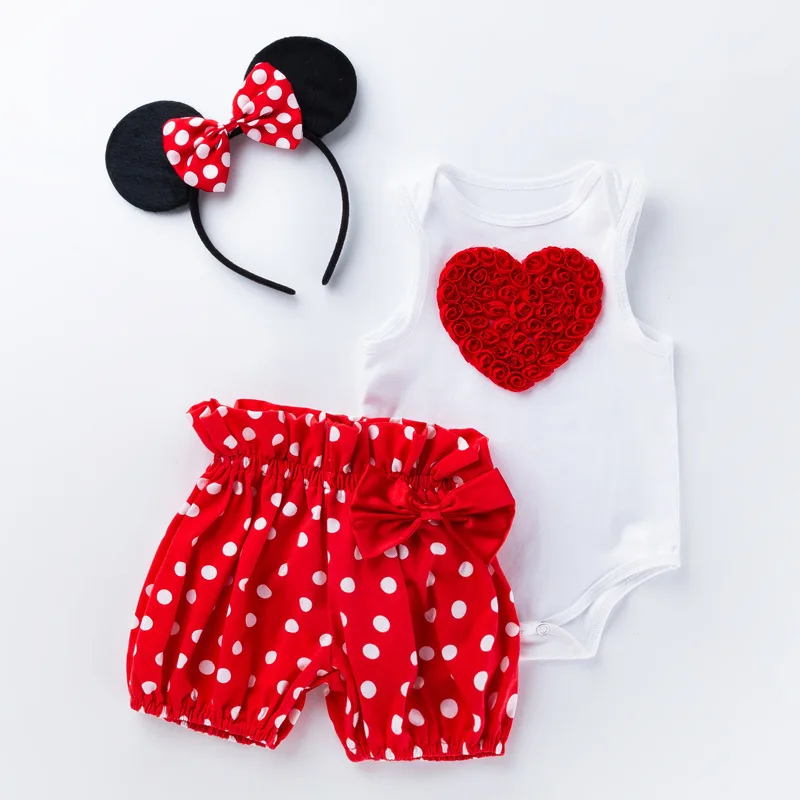 Hot Selling Summer Baby Girls Sleeveless Cartoon Romper Polka Dot Shorts Headband Suit
Hot Selling Summer Baby Girls Sleeveless Cartoon Romper Polka Dot Shorts Headband Suit