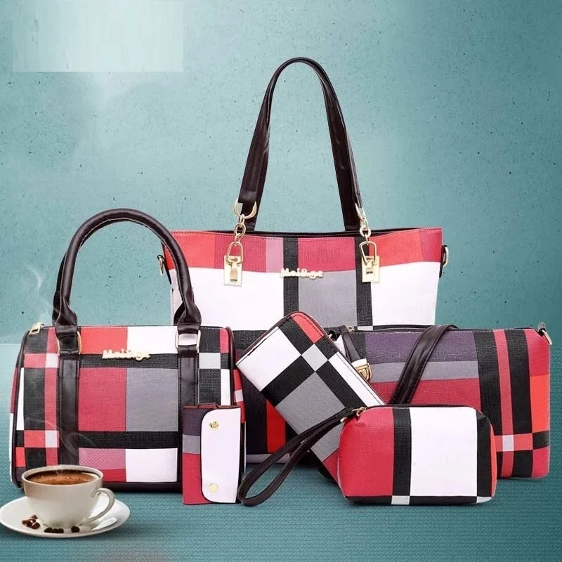 New Fashion Luxury Handbags New 6 PCS Set Women Plaid Colors Handbag Female Shoulder Bag Travel Shopping Ladies Crossbody Bag, As picutre
New Fashion Luxury Handbags New 6 PCS Set Women Plaid Colors Handbag Female Shoulder Bag Travel Shopping Ladies Crossbody Bag, As picutre