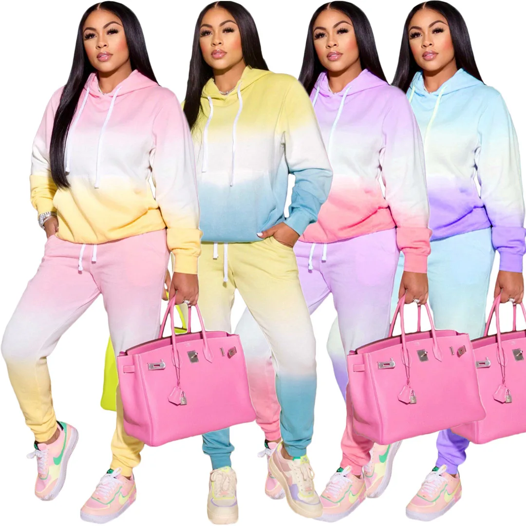 Stylish Drawstring Two Piece Fall Set Women Clothing Gradient Printed Casual Sweatpants And Hoodie Set, Picture color
Stylish Drawstring Two Piece Fall Set Women Clothing Gradient Printed Casual Sweatpants And Hoodie Set, Picture color