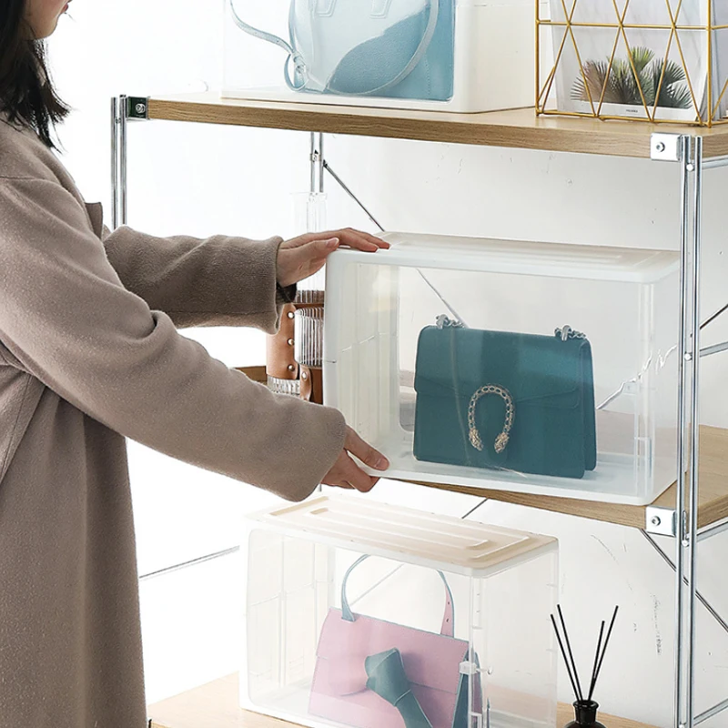 Handbag Bag Storage Box Thick Plastic Shoe Boxes Dust-proof Foldable Storage Bin Cabinet Stacked Finishing Box Cabinet Organizer, As shown
Handbag Bag Storage Box Thick Plastic Shoe Boxes Dust-proof Foldable Storage Bin Cabinet Stacked Finishing Box Cabinet Organizer, As shown