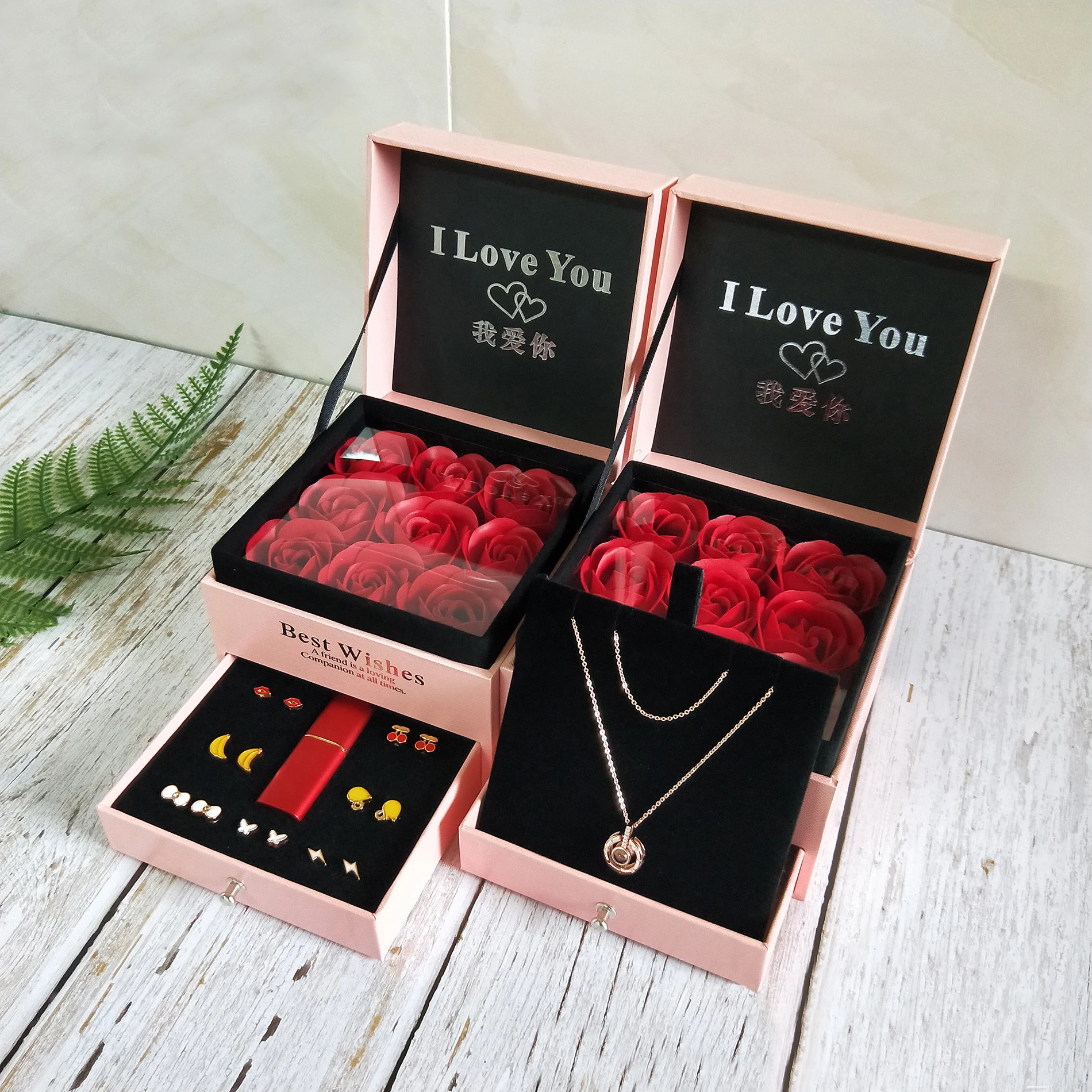 Customized Newest Black Jewelry Lipstick Gift Box High Quality Soap Rose Flower Gift Box, Whit pink black(customized)
Customized Newest Black Jewelry Lipstick Gift Box High Quality Soap Rose Flower Gift Box, Whit pink black(customized)
