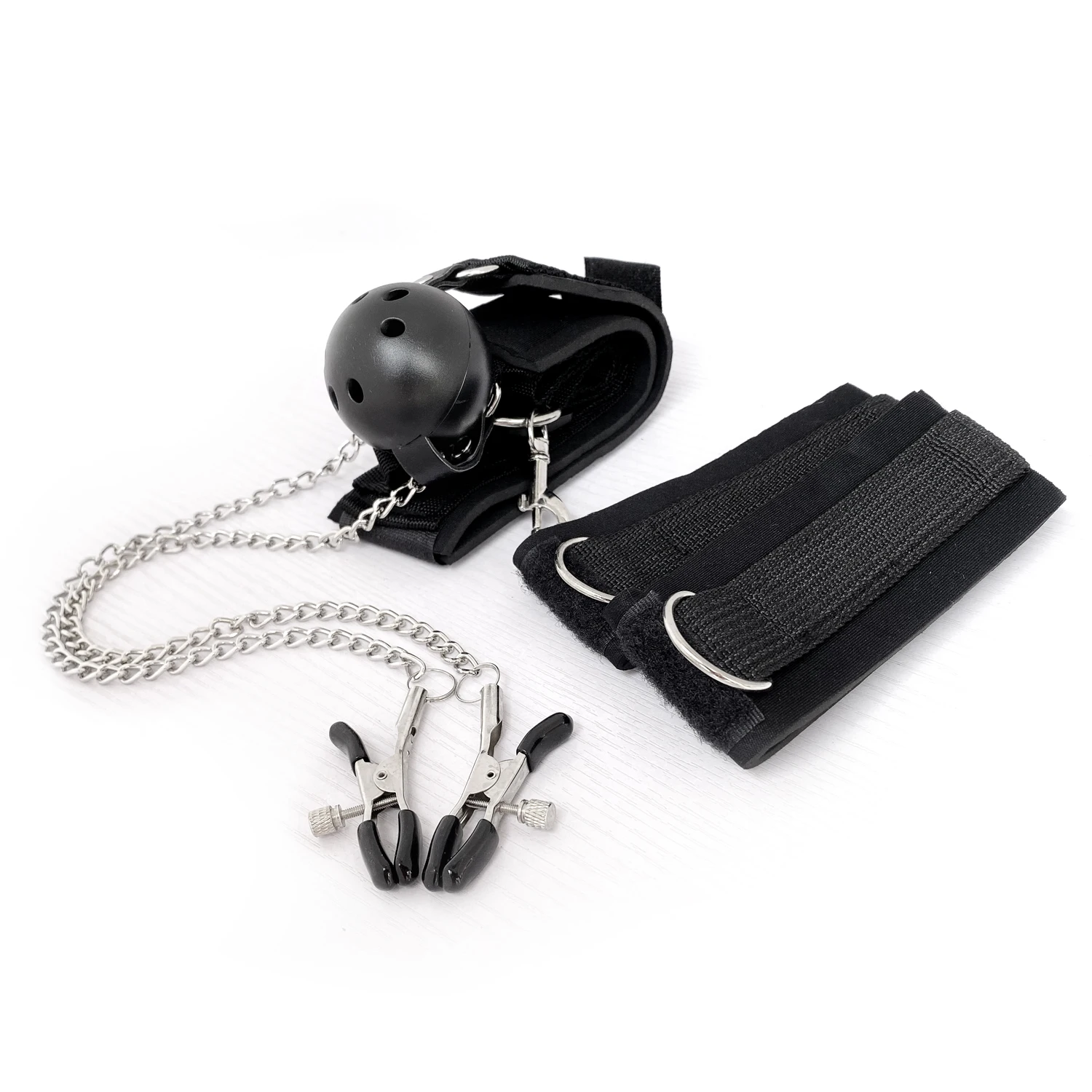 Black Dumbbell Double Head Round Silicone Bone Mouth Plug With Nipple Clip Iron Chain
Black Dumbbell Double Head Round Silicone Bone Mouth Plug With Nipple Clip Iron Chain
