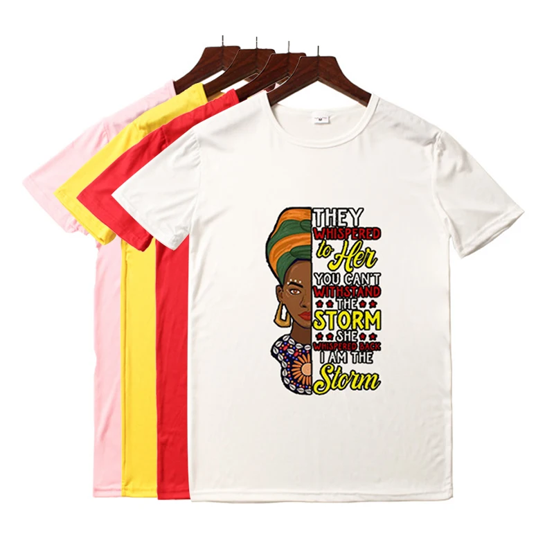 Personnalisable Black Girl Female T-Shirt Melanin Polyester Tshirts Women Graphic Tee Shirts With Logo Customize, Customized color
Personnalisable Black Girl Female T-Shirt Melanin Polyester Tshirts Women Graphic Tee Shirts With Logo Customize, Customized color