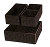 Factory Wholesale Woven Storage Box Cube Basket Bin Container Tote Organizer Divider for Drawer,Closet,Shelf, Dresser,Set of 4