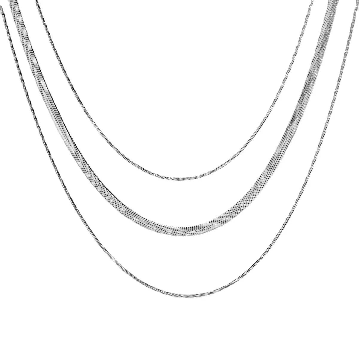 Jewellery Three-layer Snake Chain Necklace Stacking Stainless Steel Choker Gift Necklaces For Women
Jewellery Three-layer Snake Chain Necklace Stacking Stainless Steel Choker Gift Necklaces For Women
