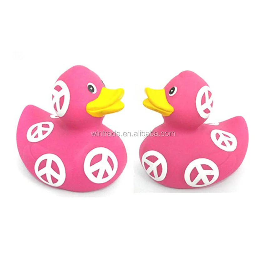 Baby girl gift pink peace duck vinyl squeeze toy duck