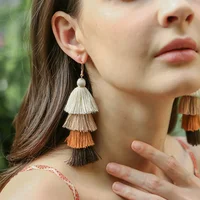 

Hot Bohemian Fringe Long Multi Layered Drop Earrings Women Fashion Jewelry Ethnic tassel earrings