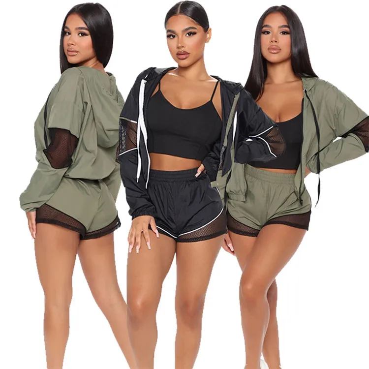 European and American new style shorts sports suit three-piece net yarn zipper cardigan long-sleeved jacket women's set
European and American new style shorts sports suit three-piece net yarn zipper cardigan long-sleeved jacket women's set