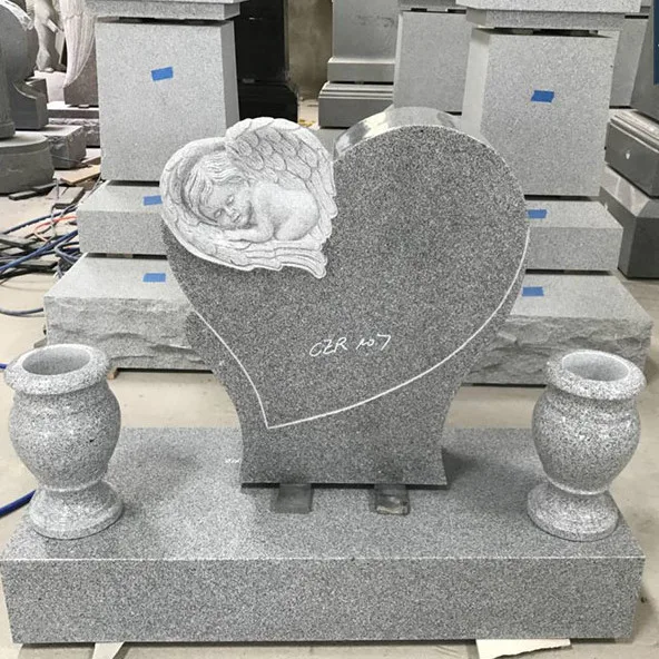 Wholesale Natural Stone Carve Baby Angel Tombstone