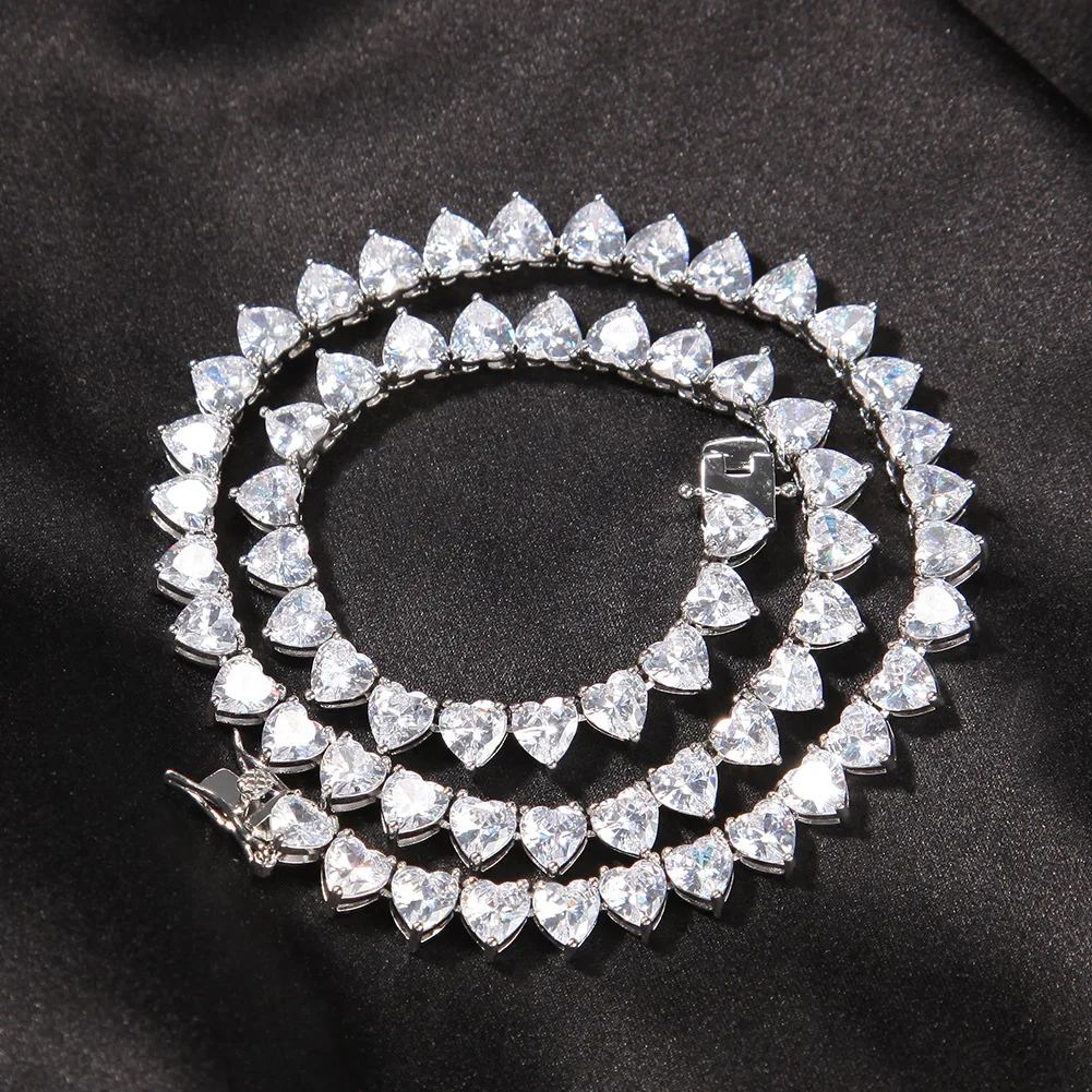 Hip hop zircon Heart fashion men's and women's love tennis Chain necklace 925 sterling silver mix necklaces
Hip hop zircon Heart fashion men's and women's love tennis Chain necklace 925 sterling silver mix necklaces