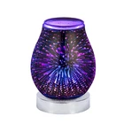 卸売 3D アロマ電気ワックス溶融ウォーマーガラスタルトワックスオイルバーナースターバーストデザイン led 8 着色ライト香りランプ