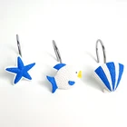 12 Sets Of Marine Series High Quality Different Color Metal Shower Curtain Hook