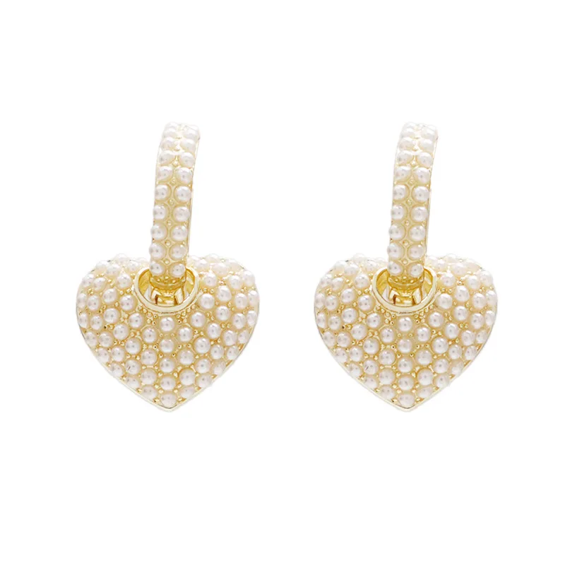 New korean style dainty brass double sided heart pearl drop hoop earrings 14k gold jewelry
New korean style dainty brass double sided heart pearl drop hoop earrings 14k gold jewelry