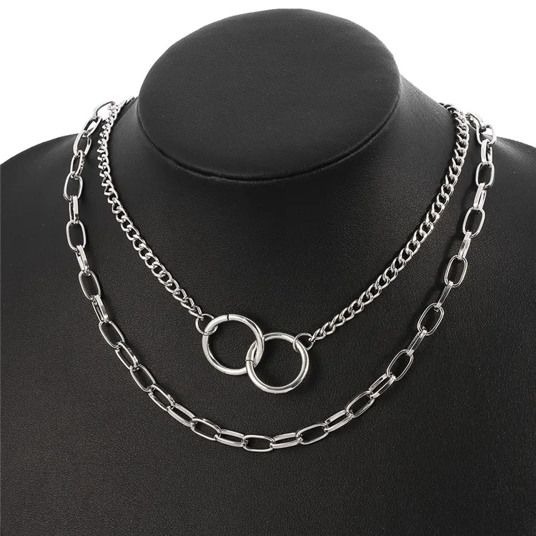 Punk Style Double Layer Ring Pendant Necklace Women Silver Color Geometric Pendant Choker Necklaces Bijoux Hip Hop Jewelry
Punk Style Double Layer Ring Pendant Necklace Women Silver Color Geometric Pendant Choker Necklaces Bijoux Hip Hop Jewelry