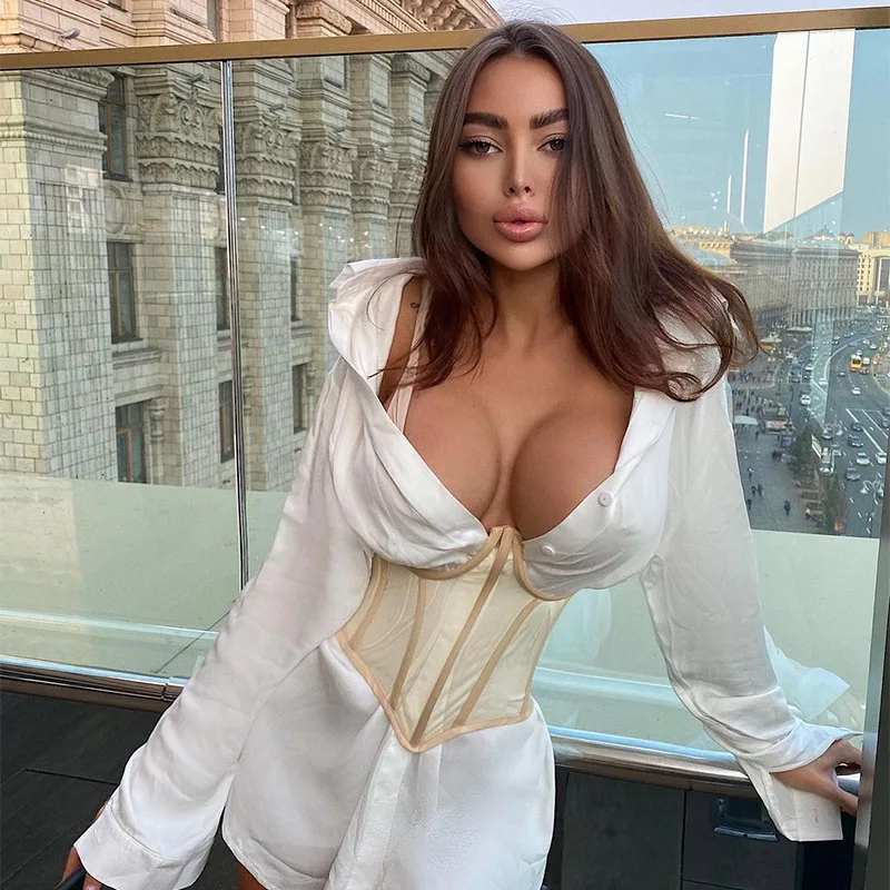 Women fashion mesh breast support fish bone tie rope chest support waist corset sexy vest
Women fashion mesh breast support fish bone tie rope chest support waist corset sexy vest
