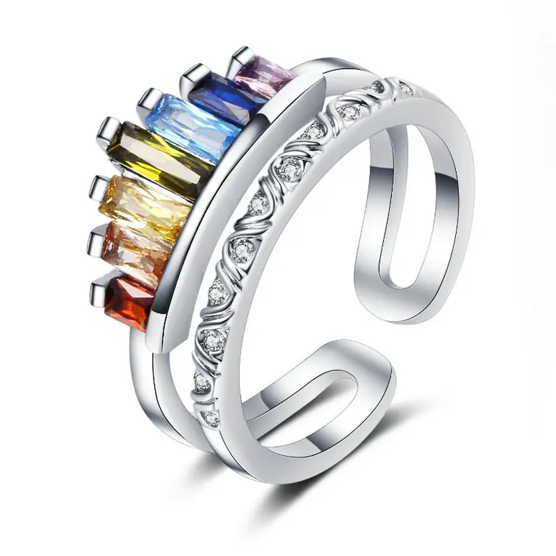 Europe And America Fashion Diamond Rainbow Double Crown Opening Adjustable Copper Rings girl princess ring
Europe And America Fashion Diamond Rainbow Double Crown Opening Adjustable Copper Rings girl princess ring