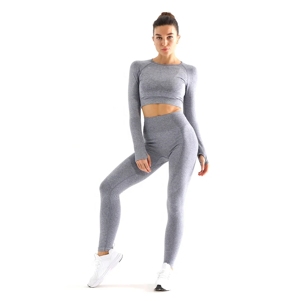 Women Seamless Yoga Gym Compression Workout Outfits Athletic Set Legging Long Sleeve Top, Gray,blue,purple,black
Women Seamless Yoga Gym Compression Workout Outfits Athletic Set Legging Long Sleeve Top, Gray,blue,purple,black