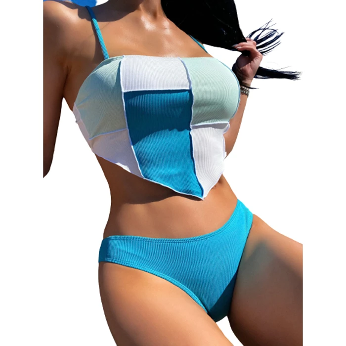 2022 New Design Color Block Padded Two Piece Ribbed Swimwear Women
2022 New Design Color Block Padded Two Piece Ribbed Swimwear Women