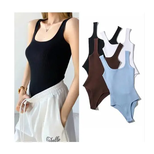 High Quality Women ribbed knitted stretch square neck shape sleeveless jumpsuits viscose one piece womens bodysuit 2021
High Quality Women ribbed knitted stretch square neck shape sleeveless jumpsuits viscose one piece womens bodysuit 2021