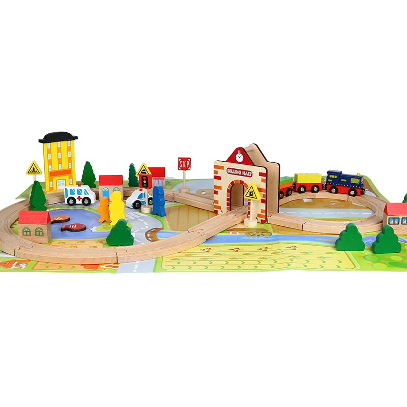 54 PCSPromotion cheap train toys set railway educational toys Hot sale in the Amazon classical Montessori wooden toys
54 PCSPromotion cheap train toys set railway educational toys Hot sale in the Amazon classical Montessori wooden toys