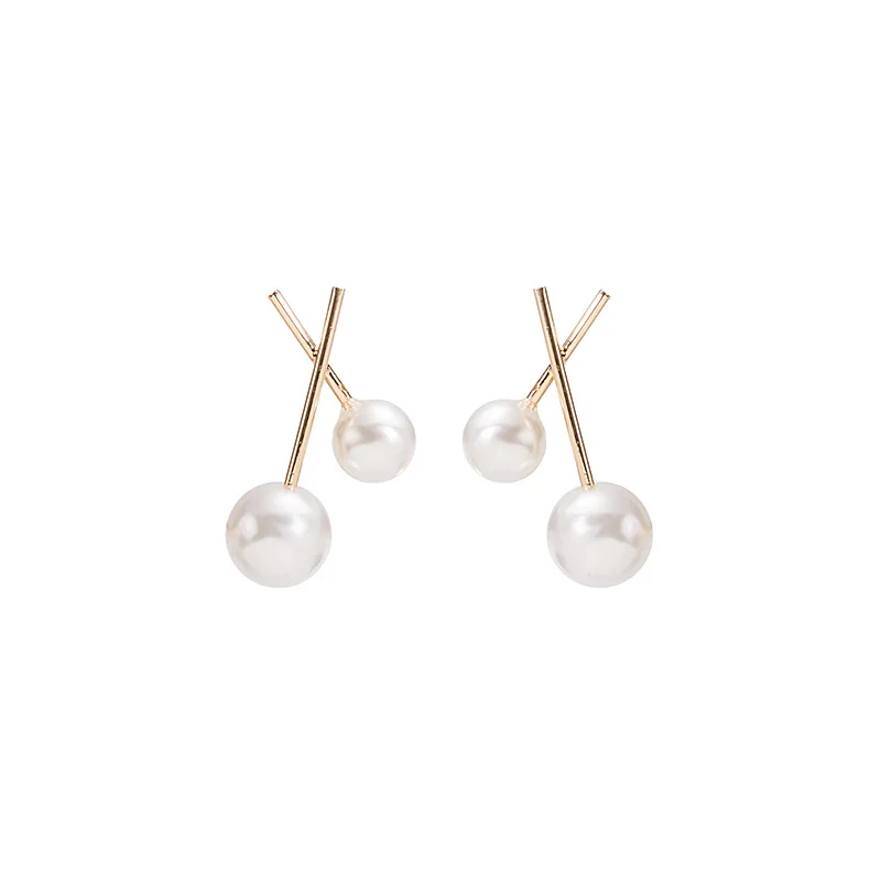 X-shaped cross pearl earrings