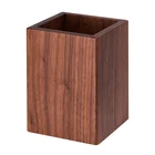 Natural Black Walnut Cube Office Wooden Pen Holder Desk Wood Pencil Holder Organizer