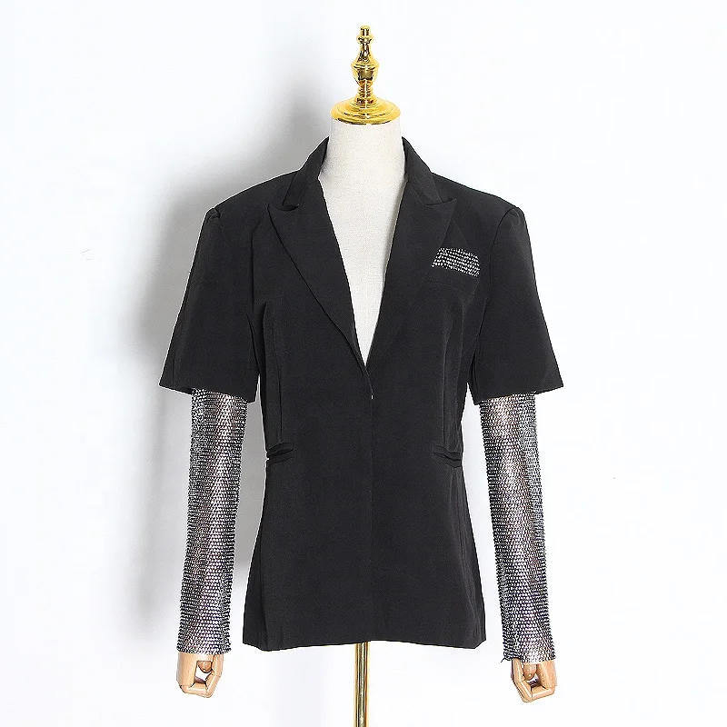 TWOTWINSTYLE Summer blazer women Long Sleeve Diamond Patchwork Long Elegant Coat Female
TWOTWINSTYLE Summer blazer women Long Sleeve Diamond Patchwork Long Elegant Coat Female