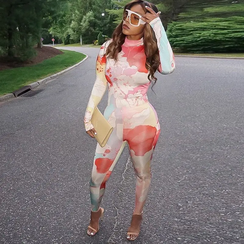 2020 Autumn Full Sleeve printed flora fitness jumpsuit one piece Outfit Fashion pant jumpsuit cutout Bodycon clothes 
2020 Autumn Full Sleeve printed flora fitness jumpsuit one piece Outfit Fashion pant jumpsuit cutout Bodycon clothes