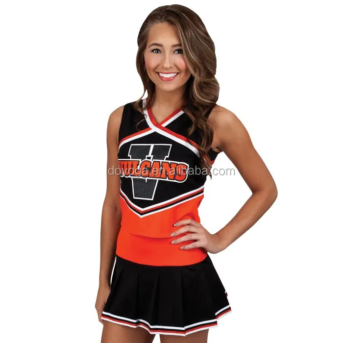 crop top red cheer leader custom cheerleading uniform