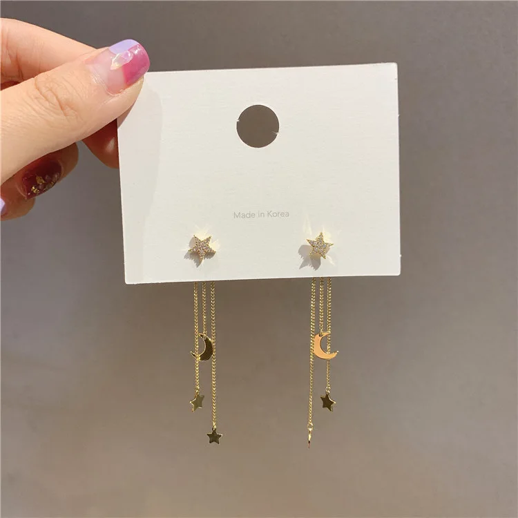 2021 New Korean Crystal Trendy Exquisite Star Moon Long Tassel Dangle Earrings For Women Temperament Crystal Pendant Jewelry
2021 New Korean Crystal Trendy Exquisite Star Moon Long Tassel Dangle Earrings For Women Temperament Crystal Pendant Jewelry