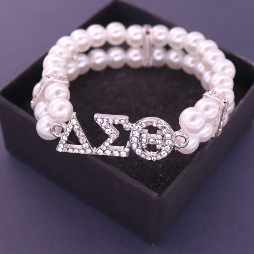 Handmade Two Layers Pearl Sorority Letter DST Label Delta Theta Bracelet Bangles Women Party Gifts Accessory
Handmade Two Layers Pearl Sorority Letter DST Label Delta Theta Bracelet Bangles Women Party Gifts Accessory