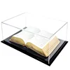 table top clear acrylic perspex book display case with black base