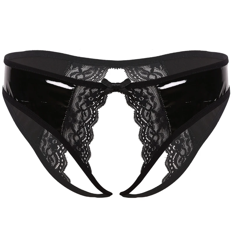 iEFiEL Womens Patent Leather Lingerie Underwear Sexy Panties Low Rise Crotchless Panties with Lace
iEFiEL Womens Patent Leather Lingerie Underwear Sexy Panties Low Rise Crotchless Panties with Lace